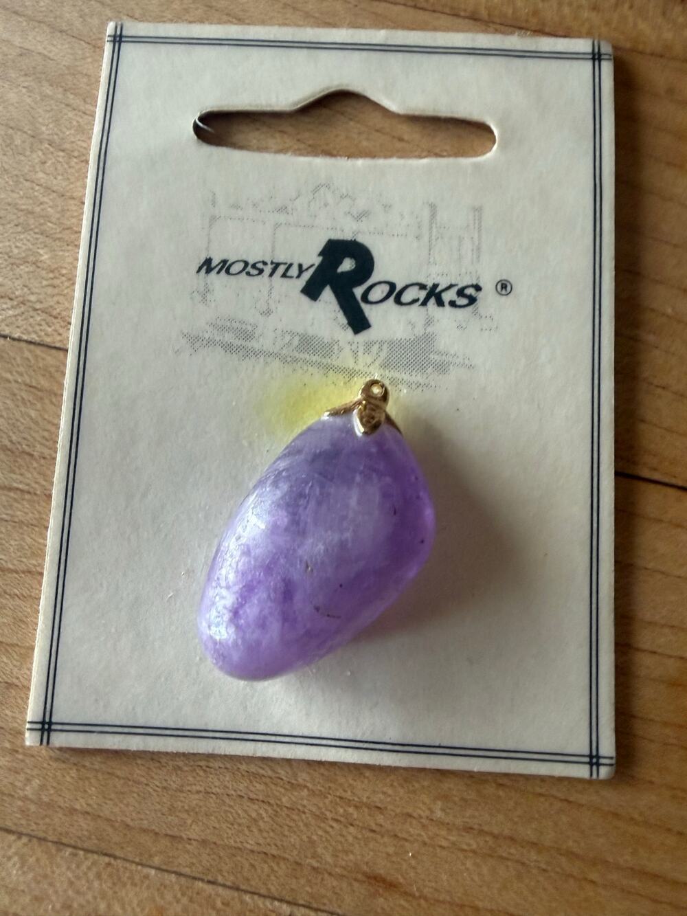 Mostly Rocks Purple Pendant Gold NEW